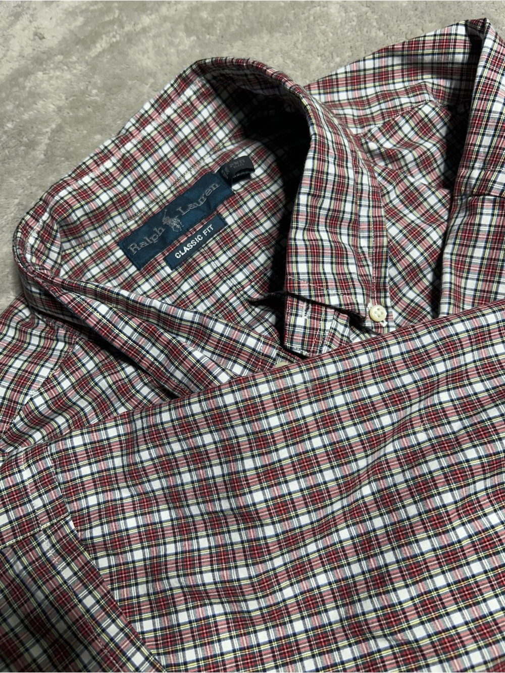Ralph Lauren Red and White Plaid Button-Down Shirt